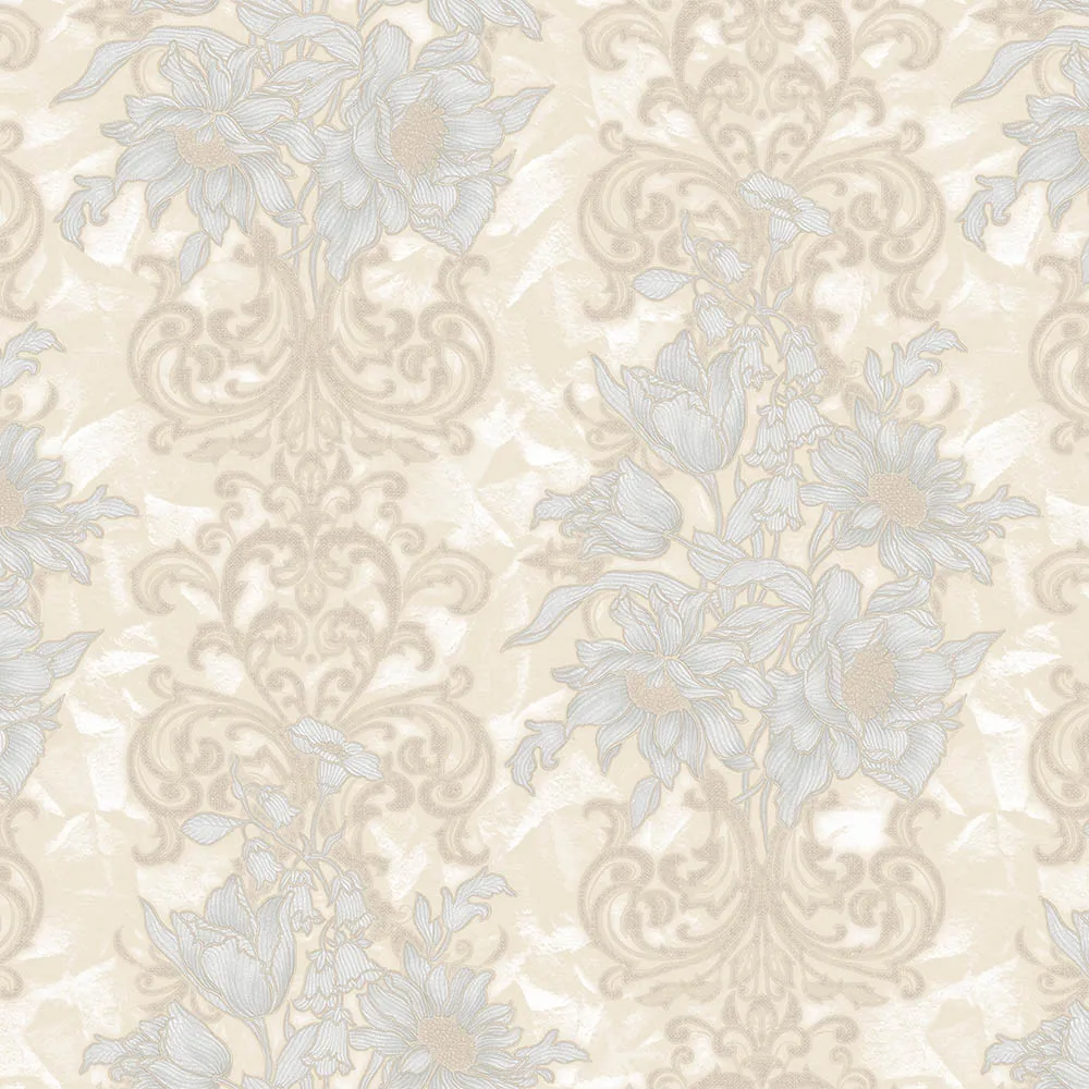 Cream Embossed Wallpaper – Glitter Rococo (7805-1)